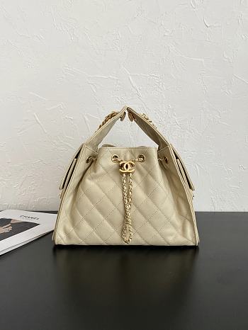 Fortok Chanel 25 Beige Mini Bag Caviar 25.5×12×20cm
