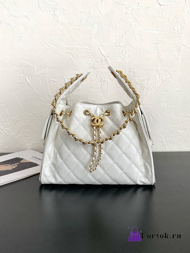 Fortok Chanel 25 White Mini Bag Caviar 25.5×12×20cm - 1