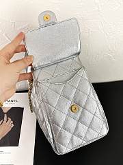 Fortok Chanel 25 Silver Mini Bag Caviar 25.5×12×20cm  - 3
