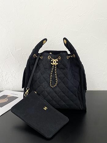 Fortok Chanel 25 Black Denim Medium Bag  40 x 30 x 15cm