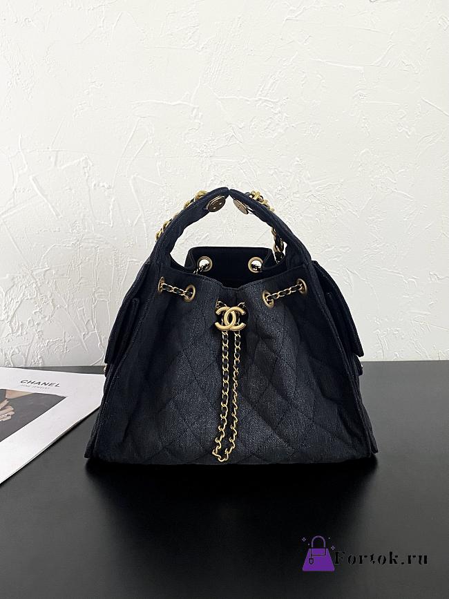 Fortok Chanel 25 Black Denim Mini Bag 25.5×12×20cm - 1