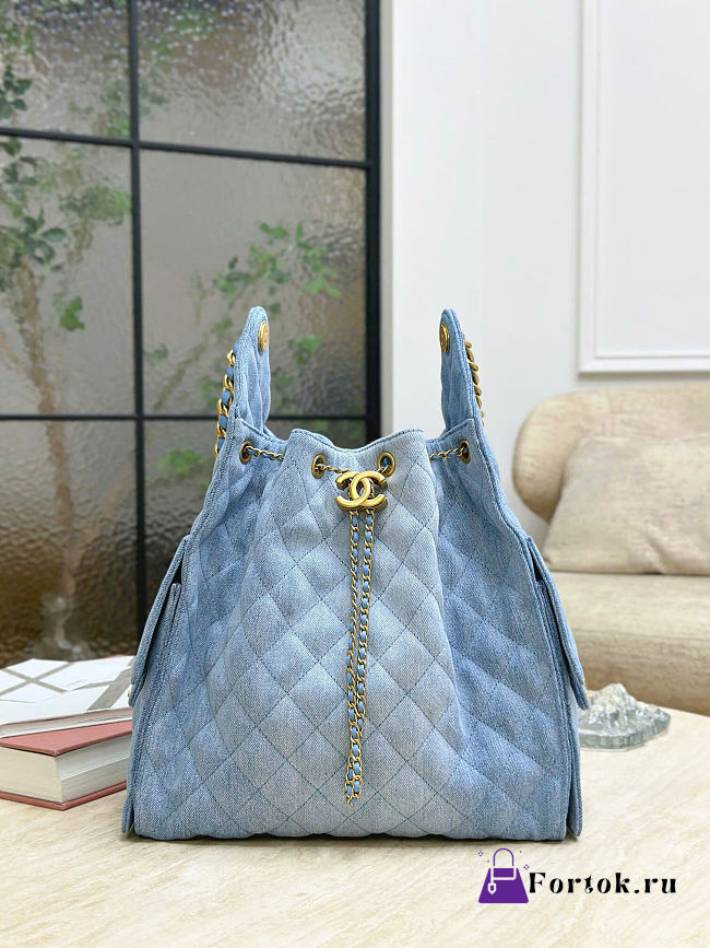 Fortok Chanel 25 Blue Denim Medium Bag 40 x 30 x 15cm - 1