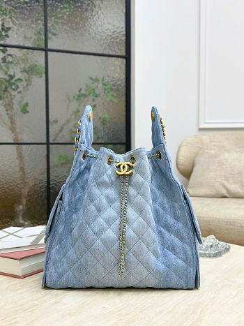 Fortok Chanel 25 Blue Denim Medium Bag 40 x 30 x 15cm