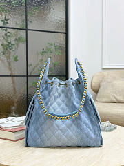 Fortok Chanel 25 Blue Denim Medium Bag 40 x 30 x 15cm - 2