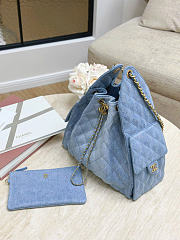 Fortok Chanel 25 Blue Denim Medium Bag 40 x 30 x 15cm - 3