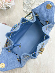 Fortok Chanel 25 Blue Denim Medium Bag 40 x 30 x 15cm - 4