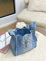 Fortok Chanel 25 Blue Denim Medium Bag 40 x 30 x 15cm - 5