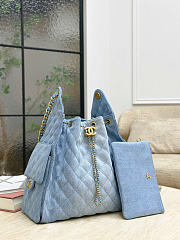 Fortok Chanel 25 Blue Denim Medium Bag 40 x 30 x 15cm - 6