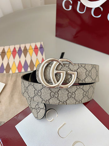 Fortok Gucci Belt GG Monogram Reversible Brown 3.5cm