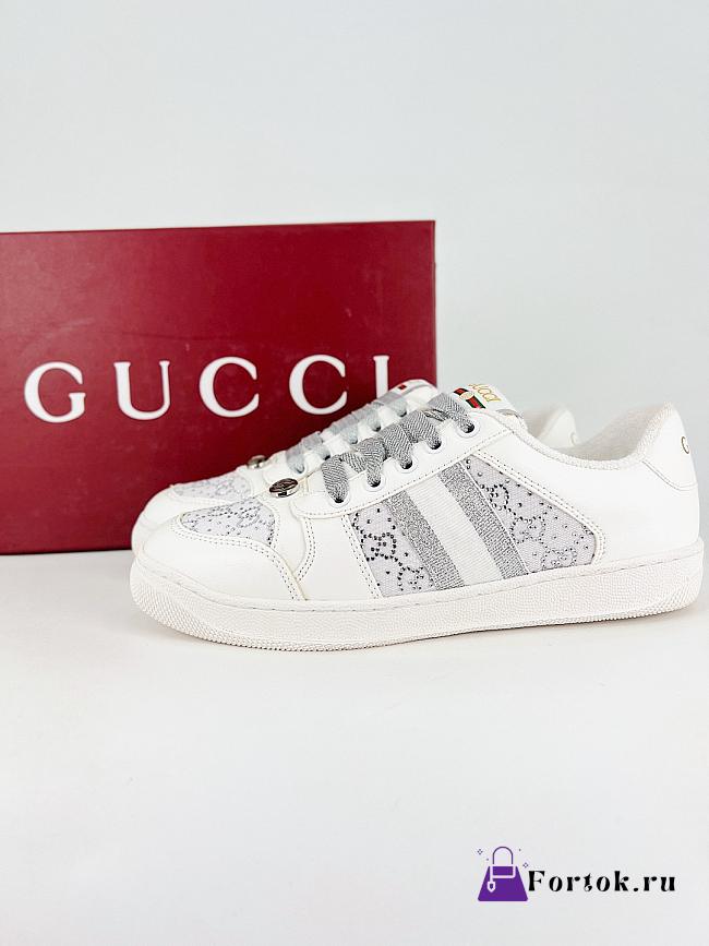 Fortok Gucci GG Crystal Screener Sneaker White - 1