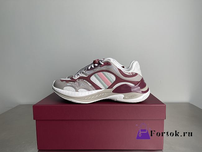 Fortok Gucci 2.0 trainer grey and Rosso Ancora mesh and leather - 1