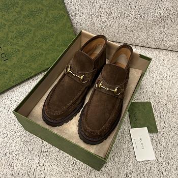 Fortok Gucci Horsebit Loafers in brown suede