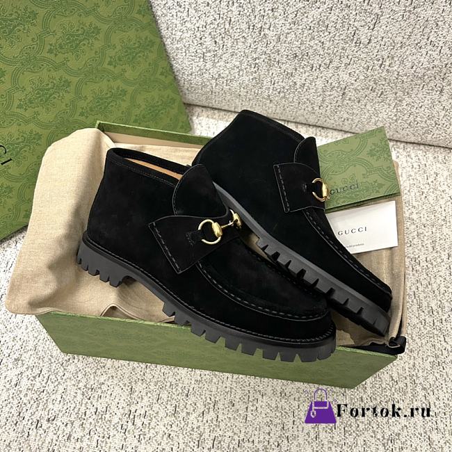 Fortok Gucci Horsebit Loafers in Black suede - 1
