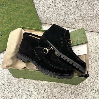 Fortok Gucci Horsebit Loafers in Black suede