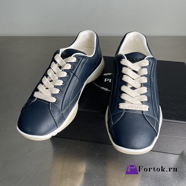 Fortok Prada leather lace-up sneakers Denim Blue - 1
