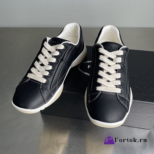 Fortok Prada leather lace-up sneakers Black - 1