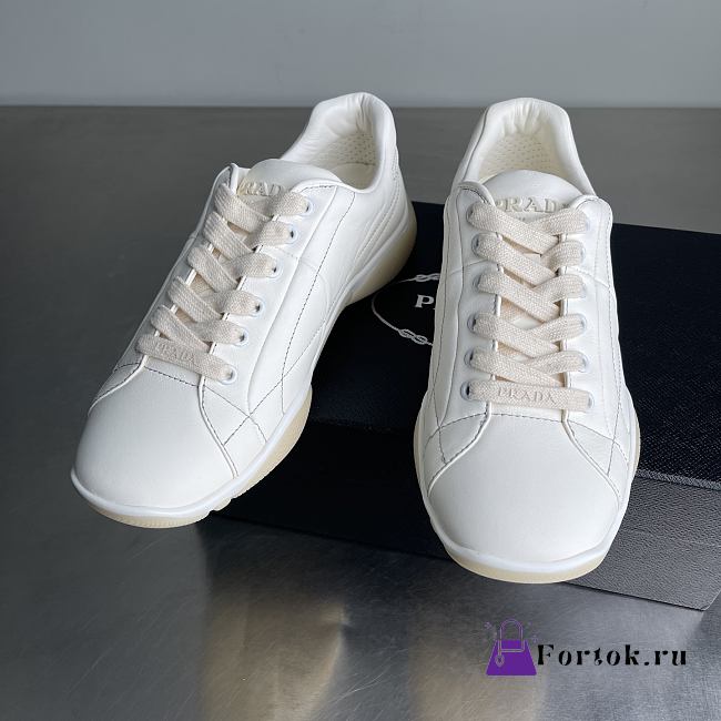 Fortok Prada leather lace-up sneakers White - 1