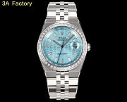 Fortok Rolex Land-Dweller Blue in Silver Watch With Diamond 36mm - 1