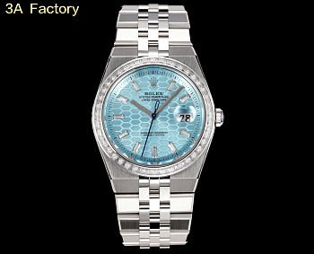 Fortok Rolex Land-Dweller Blue in Silver Watch With Diamond 36mm
