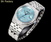 Fortok Rolex Land-Dweller Blue in Silver Watch With Diamond 36mm - 4