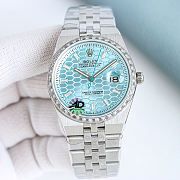 Fortok Rolex Land-Dweller Blue in Silver Watch With Diamond 40mm - 1