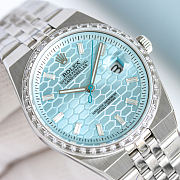 Fortok Rolex Land-Dweller Blue in Silver Watch With Diamond 40mm - 2