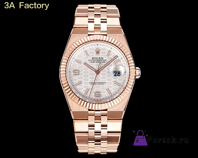 Fortok Rolex Land-Dweller White in Rose Gold Watch 36mm - 1