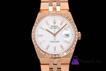 Fortok Rolex Land-Dweller White in Rose Gold with Diamond Watch 36mm