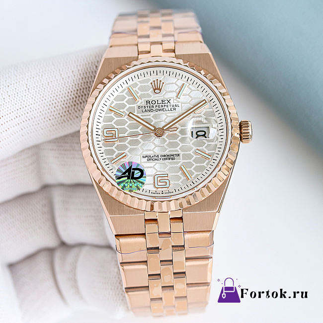 Fortok Rolex Land-Dweller White in Rose Gold Watch 40mm - 1