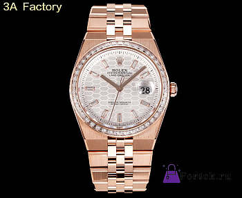 Fortok Rolex Land-Dweller White in Rose Gold with Diamond Watch 40mm