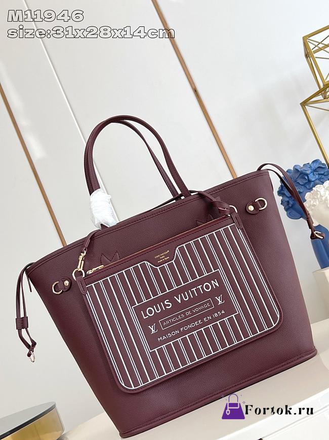 Fortok Louis Vuitton 25 New Reversible Neverfull Neverfull Inside Out MM Monogram Wine M25663 31 x 28 x 14 cm - 1