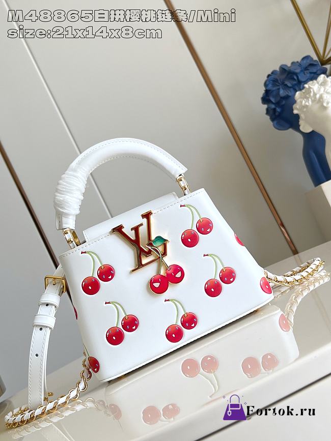 Fortok Louis Vuitton LV x TM Capucines Mini Cherry White 13.6 x 8 x 21cm - 1