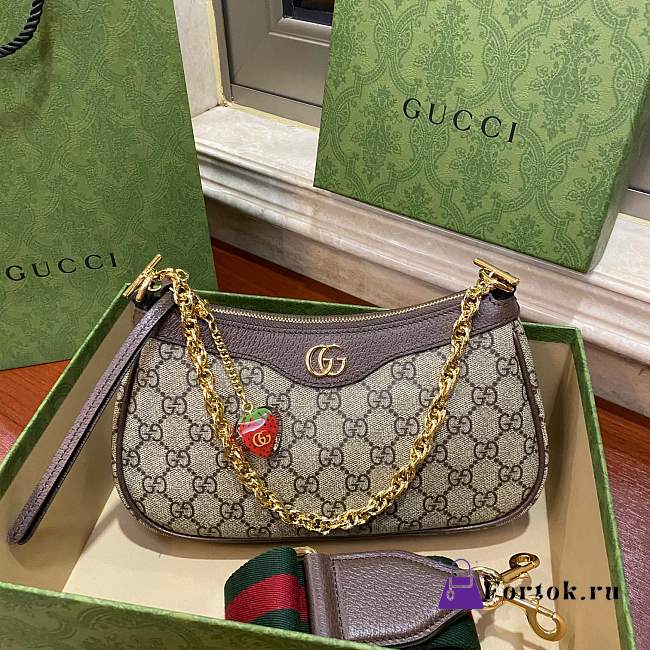 Fortok Gucci Ophidia Small Handbag Strawberry 25*15*6.5cm - 1