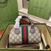 Fortok Gucci Ophidia mini boston bag in beige and ebony Supreme 21X12X10cm - 4