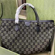 Fortok Gucci Ophidia GG Medium Tote Bag Denim Black 38x28x14cm  - 3