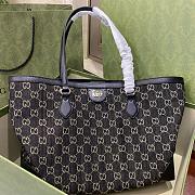 Fortok Gucci Ophidia GG Medium Tote Bag Denim Black 38x28x14cm  - 1
