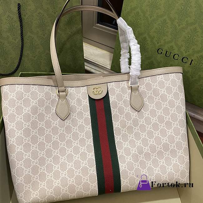 Fortok Gucci Ophidia GG Medium Tote Bag Canvas Beige 38x28x14cm  - 1