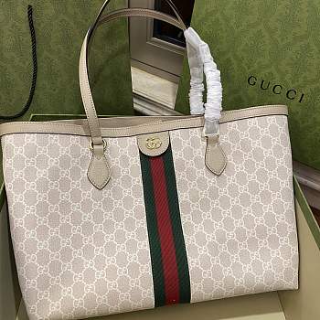 Fortok Gucci Ophidia GG Medium Tote Bag Canvas Beige 38x28x14cm 