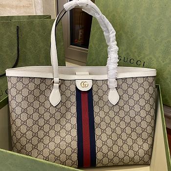 Fortok Gucci Ophidia GG Medium Tote Bag Canvas Brown 38x28x14cm 