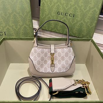 Fortok Gucci Jackie 1961 Mini Shoulder Bag Canvas Beige 20×4×13cm