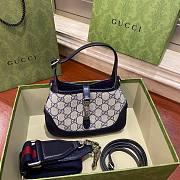 Fortok Gucci Jackie 1961 Mini Shoulder Bag Canvas Navy Blue 20×4×13cm - 1