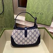 Fortok Gucci Jackie 1961 Mini Shoulder Bag Canvas Navy Blue 20×4×13cm - 6