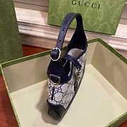 Fortok Gucci Jackie 1961 Mini Shoulder Bag Canvas Navy Blue 20×4×13cm - 3