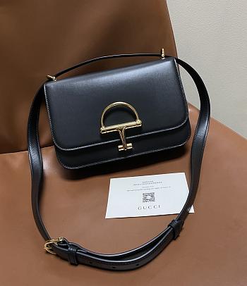 Fortok Gucci Siena small shoulder bag Black Leather 22.5*14*8CM