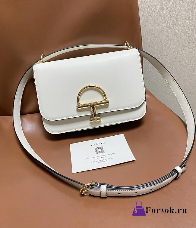 Fortok Gucci Siena small shoulder bag White Leather 22.5*14*8CM - 1