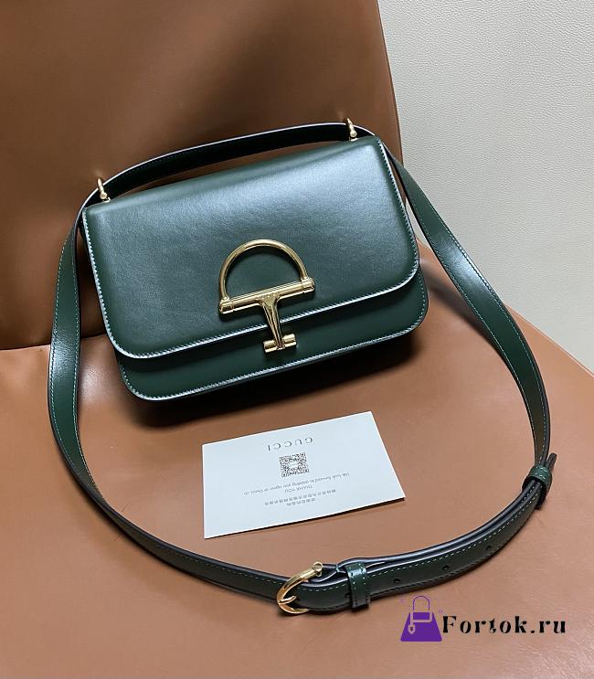 Fortok Gucci Siena small shoulder bag Green Leather 22.5*14*8CM - 1
