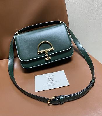 Fortok Gucci Siena small shoulder bag Green Leather 22.5*14*8CM
