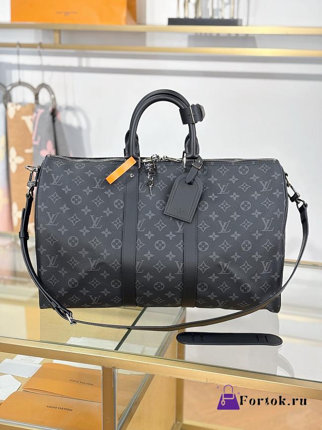 Fortok Louis Vuitton Keepall Bandoulière 45 in Monogram Eclipse canvas 45x27x20cm - 1