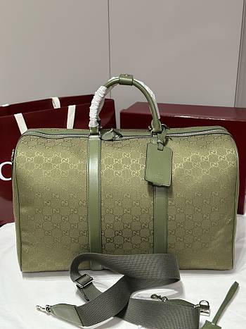 Fortok Gucci Ophidia Leather-Trimmed Monogrammed Coated-Canvas Duffle Bag Green 52x32x28cm