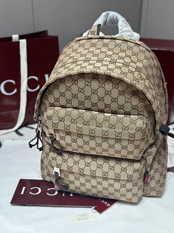 Fortok Gucci Medium Backpack with Logo Fabric in Brown 40x36.5x23cm